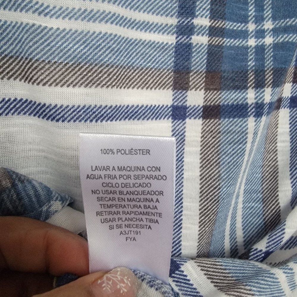 ✨Size S Derek Heart Women's Plaid Shirt Tunic Top Blouse Sleeveless White Blue - Picture 7 of 7